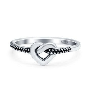Heart Knot Oxidized Band Solid 925 Sterling Silver Thumb Ring (6.4mm)